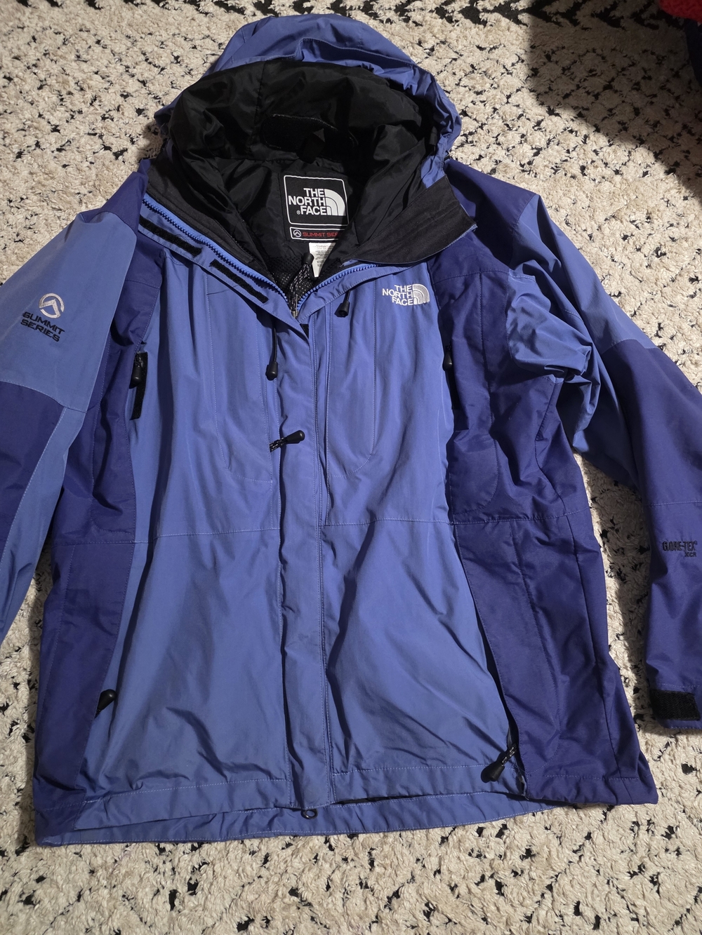 The North Face Two-Tone Blue Waterproof Jacket with Hood